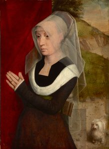 Femme en priere avec son chien - 带着狗祈祷的女人，汉斯-梅姆林（1433/40-1494 年）的作品。木板油彩 作者 汉斯·梅姆林