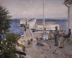 Åsgårdstrand的码头（布面油画） 作者 汉斯·奥拉夫·海耶达尔