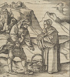 一个农民和他的赞助人，来自Hymmelwagen auff dem, wer wol lebt...，1517。 作者 Hans Schäufelein the Elder