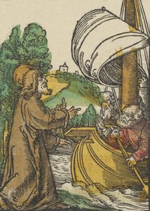 基督在太巴列湖上平息风暴，来自Das Plenarium，1517年。 作者 Hans Schäufelein the Elder