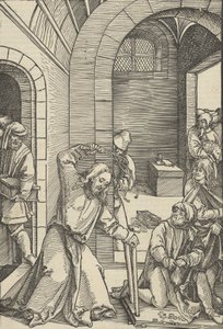 基督净化圣殿，来自Speculum passionis domini nostri Ihesu Christi，1507年。 作者 Hans Schäufelein the Elder