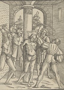 被鞭打的基督，出自《耶稣基督的教义、生活和痛苦》，1537年。 作者 Hans Schäufelein the Elder