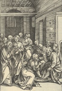 基督为圣彼得洗脚，来自Speculum passionis domini nostri Ihesu Christi，1507年。 作者 Hans Schäufelein the Elder