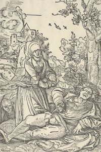 皮拉摩斯和迪斯比》，约1509-10。 作者 Hans Schäufelein the Elder