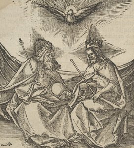 神圣的三位一体，来自Hymmelwagen auff dem, wer wol lebt...，1517。 作者 Hans Schäufelein the Elder