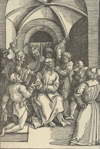 嘲笑基督，来自Speculum passionis domini nostri Ihesu Christi，1507。 作者 Hans Schäufelein the Elder