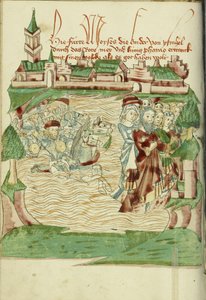 穿越红海女士Ludwig XV 9。 56v，1469（墨水，洗色和纸上的蛋彩画）