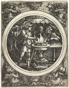 Mucius Scaevola 在火中握住自己的手 作者 汉斯·塞巴尔德·贝汉姆