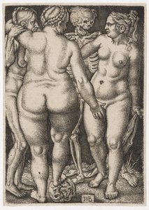 三个女人和死了，c。 1546至1550年 作者 汉斯·塞巴尔德·贝汉姆