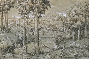 想象的风景，1543年。 作者 汉斯·塞巴尔德·劳滕萨克