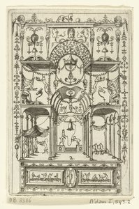 山坡上的两层三檐开放式建筑
Iacobus Androuetius Du Cerceau inventor ante annos non paucos conscripsit (...) （系列标题） 作者 多米尼克·库斯托斯