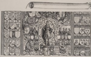 马克西米利安家谱的上半部分，以及该卷轴的右边缘，1515年。