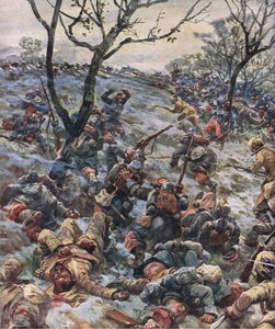 法国前线的崩溃，摘自《1914-1915 年世界战争插图史》，Union Berlagsefellfchaft 出版社出版 作者 汉斯·施密特