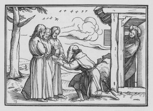 Abraham Entertaineth Three Angels，Genesis XVIII，2 作者 Hans after Holbein the Younger