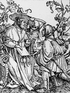 死亡和红衣主教，来自死亡之舞，由Hans Lutzelburger雕刻，1538年 作者 汉斯追捕年轻的霍尔拜因