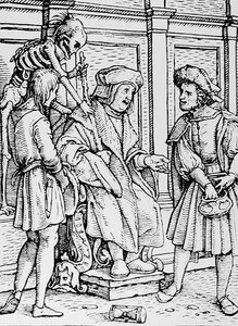 死亡和法官，来自死亡之舞，由Hans Lutzelburger雕刻，第1538页 作者 汉斯追捕年轻的霍尔拜因