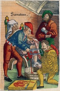 截肢术，插图来自&39;Feldartbuch der Wundartzney&39;，Hans von Gersdorff，c.1540（彩色木版画） 作者 汉斯（Hans）或约翰内斯（Johannes Ulrich Wechtlin）