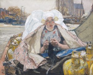 多德雷赫特的挤奶女工》，约 1900 年（布面油画） 作者 汉斯·冯·巴特尔斯
