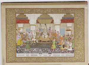 莫卧儿王朝家谱的专辑，1855年（纸上不透明的黄金和黄金） 作者 Haqim Ahasan Ullah Khan