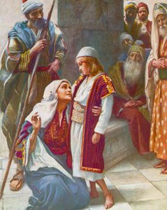 "你不知道吗？路加福音》第 2 章第 49 节（彩色石版印刷） 作者 哈罗德·应付