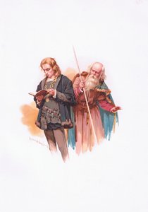 哈姆雷特和波洛尼乌斯，哈姆雷特的插图 作者 哈罗德·应付
