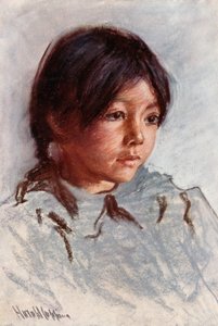 印第安孩子的头，黑脚保留，亚伯大 作者 哈罗德·应付