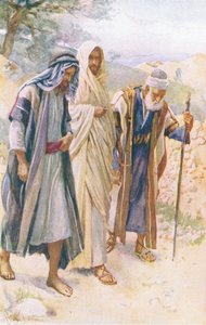 步行到Emmaus，插图来自Harold Copping图片：The Crown Series，c.1920s 作者 哈罗德·应付