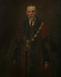 Alderman A. K. Barnett，约 1914 年（布面油画） 作者 哈罗德哈维