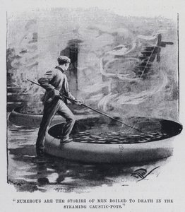 "Numerous are the stories of men boiled to death in the steaming caustic-pots" (b/w photo) 作者 哈罗德·休姆·皮法德