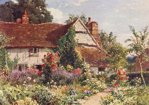 比斯利附近的一座小屋（彩色石版画）