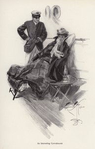 船长在船上与一位女疗养员交谈（平版）。 作者 哈里森·费舍尔