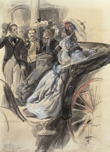 1904年的马车乘坐（纸板上的水粉，水粉和铅笔） 作者 哈里森·费舍尔