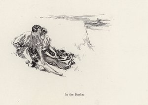 情侣在高尔夫球场的沙坑中浪漫拥抱（石版画） 作者 哈里森·费舍尔