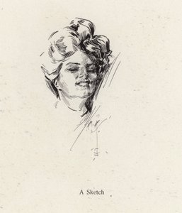 一个女人的钢笔素描肖像（石版画） 作者 哈里森·费舍尔