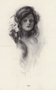 一个名叫佩吉的年轻女孩的肖像（平版）。 作者 哈里森·费舍尔