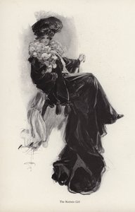 穿着长衫和长袍的年轻女子的肖像（平版）。 作者 哈里森·费舍尔