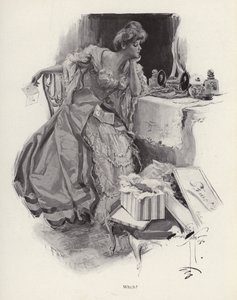 年轻女子在两个追求者之间做出决定（石版画） 作者 哈里森·费舍尔