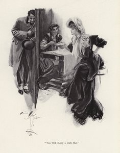 吉普赛人告诉年轻女子她的未来（平版）。 作者 哈里森·费舍尔