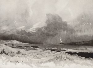 高尔夫球场：哈雷奇，从第四洞望去（石版画）