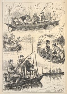 泰晤士河上的垂钓"，《体育与戏剧新闻画报》头版，1876 年 10 月 28 日（平版） 作者 哈里（后）弗尼斯（Furniss）