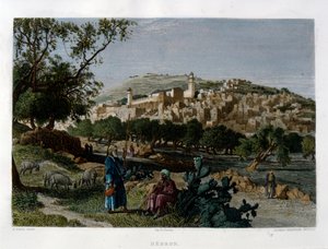 Hebron, engraved by Alfred Krausse after a picture by Harry Fenn, published in Picturesque Palestine, about 1875 作者 哈里·芬恩