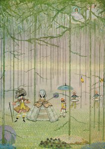 簇绒球拍。来自查尔斯·佩罗（Charles Perraults）的童话。水彩色绘画，1923年