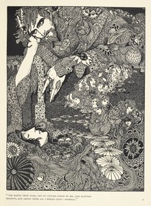 “大地变暗了，它的身影从我身边掠过，就像掠过的影子……莫雷拉。” 故事“莫雷拉”的插图。 作者 哈里·克拉克