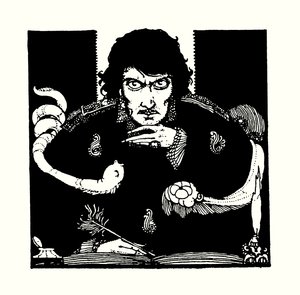 埃德加-爱伦-坡的《神秘与想象的故事》扉页插图（彩色石版画） 作者 哈里·克拉克