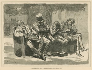 仲夏夜之梦》。伦敦公园里的素描（雕刻）。 作者 哈里·弗尼斯（Harry Furniss）