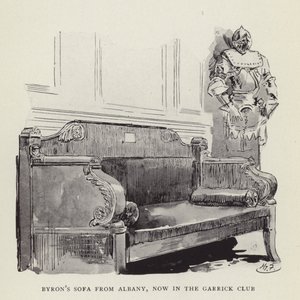 来自奥尔巴尼的拜伦沙发，现在在加里克俱乐部 作者 哈里·弗尼斯（Harry Furniss）