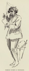 查理狄更斯在排练中 作者 哈里·弗尼斯（Harry Furniss）