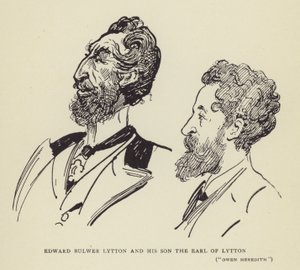Edward Bulwer Lytton和他的儿子，Lytton伯爵，Owen Meredith 作者 哈里·弗尼斯（Harry Furniss）