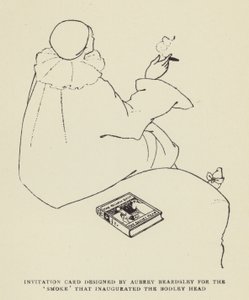 邀请卡由Aubrey Beardsley为烟雾设计，为Bodley Head揭幕 作者 哈里·弗尼斯（Harry Furniss）