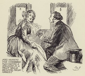 凶手曼宁夫人在逃离逮捕时迷上了火车上的陌生人 作者 哈里·弗尼斯（Harry Furniss）
